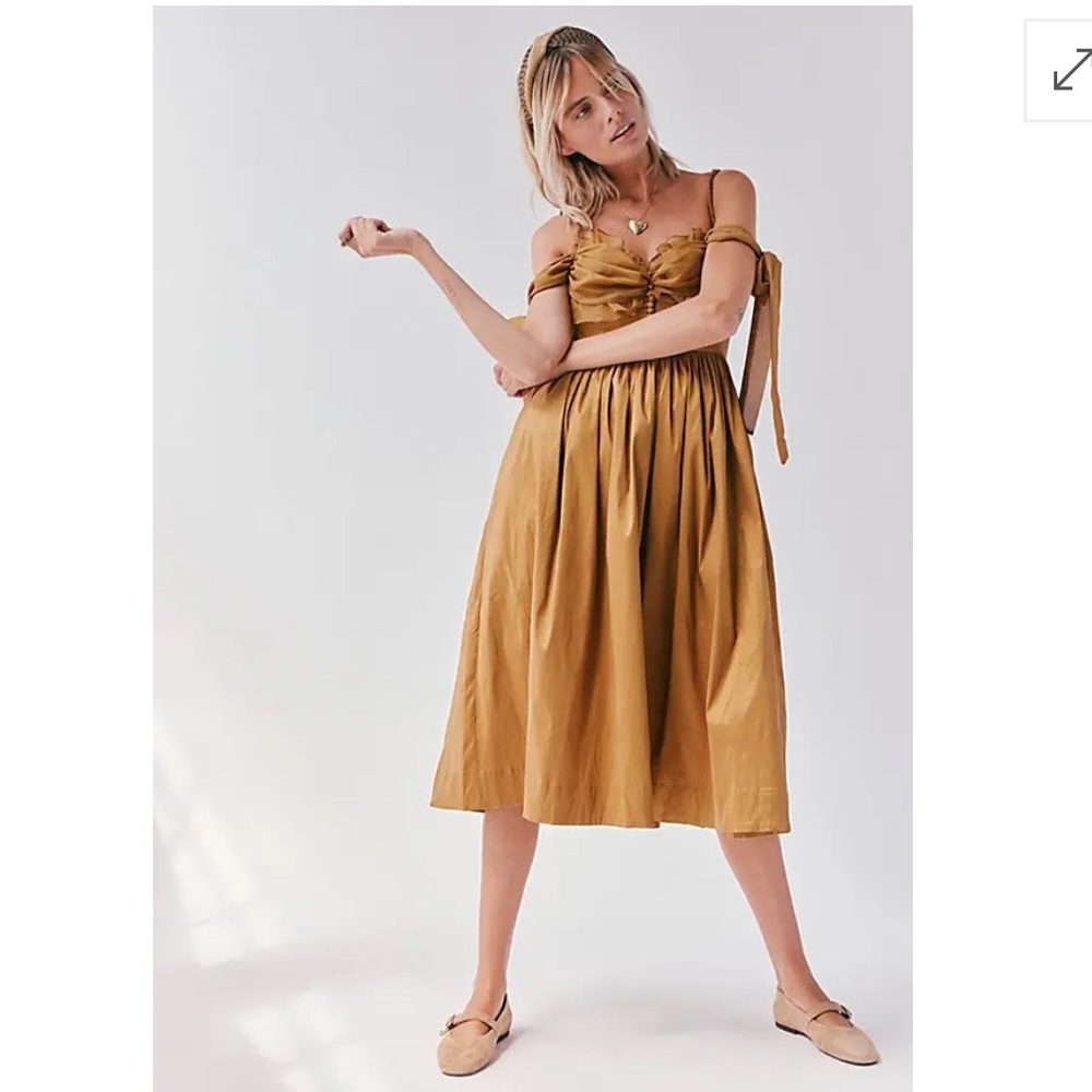 For Love and Lemons Free People Heidi taffeta button detail midi dress sz.S